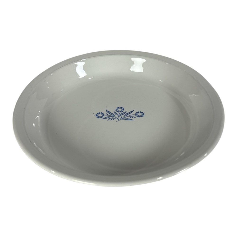 Vintage Corning Ware P-309 Blue Cornflower 9'' x 1.25 " Pie Plate Dish White